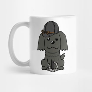 Funny black dog is ready for horse riding Mug